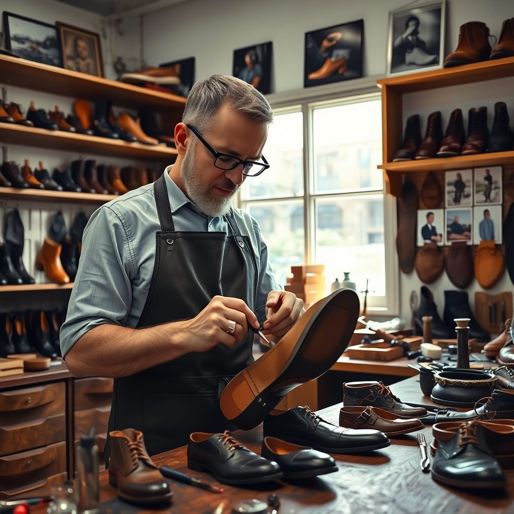 Shoe repair workshop in action