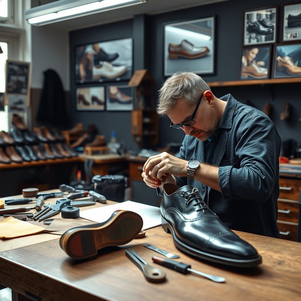 Shoe repair workshop in action