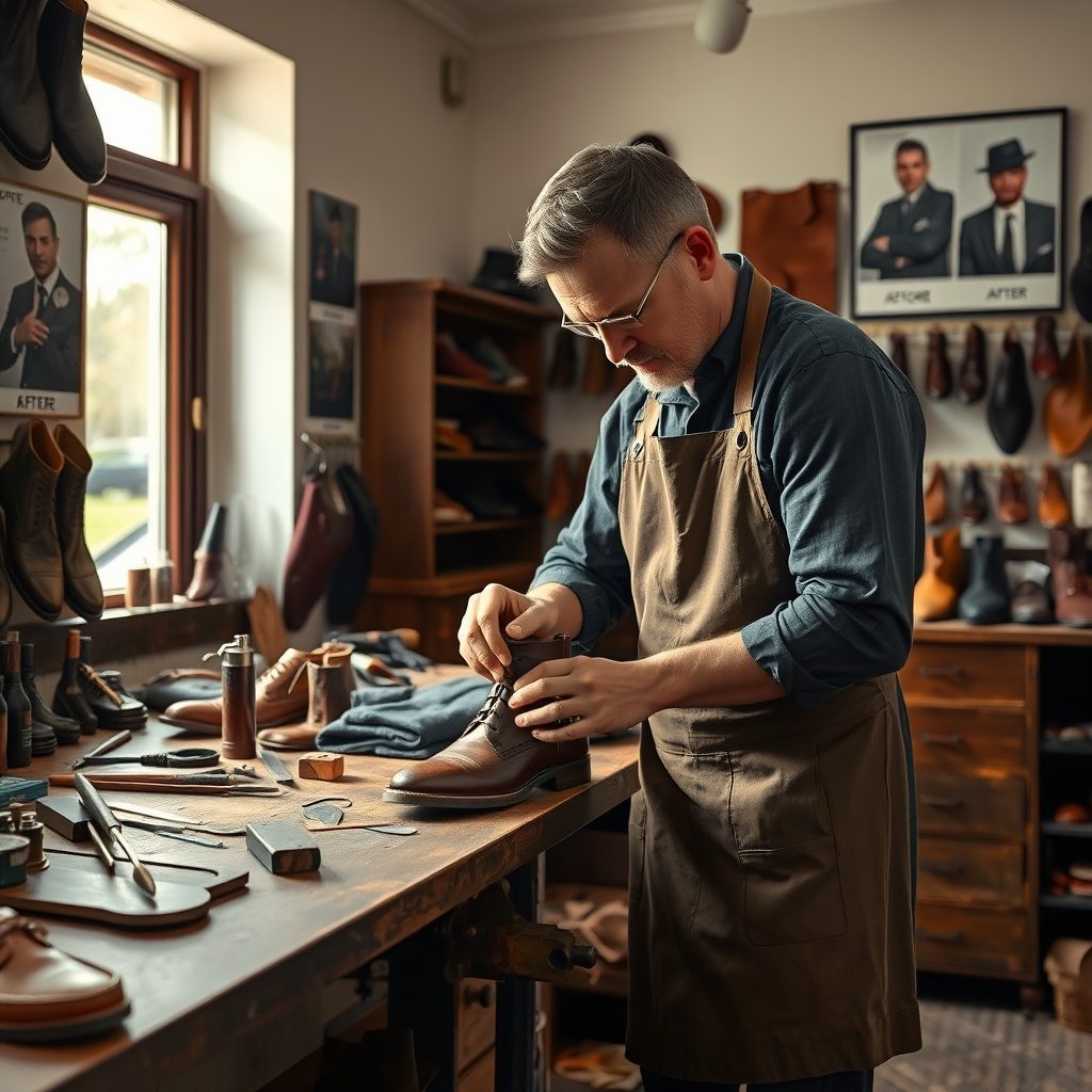 Shoe repair workshop interior